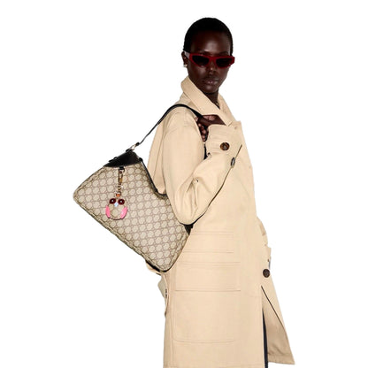 Gucci GG Emblem Surpeme Canvas Medium Leather Shoulder Bag Black Beige -   Shop Bags LLC