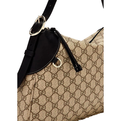 Gucci GG Emblem Surpeme Canvas Medium Leather Shoulder Bag Black Beige -   Shop Bags LLC