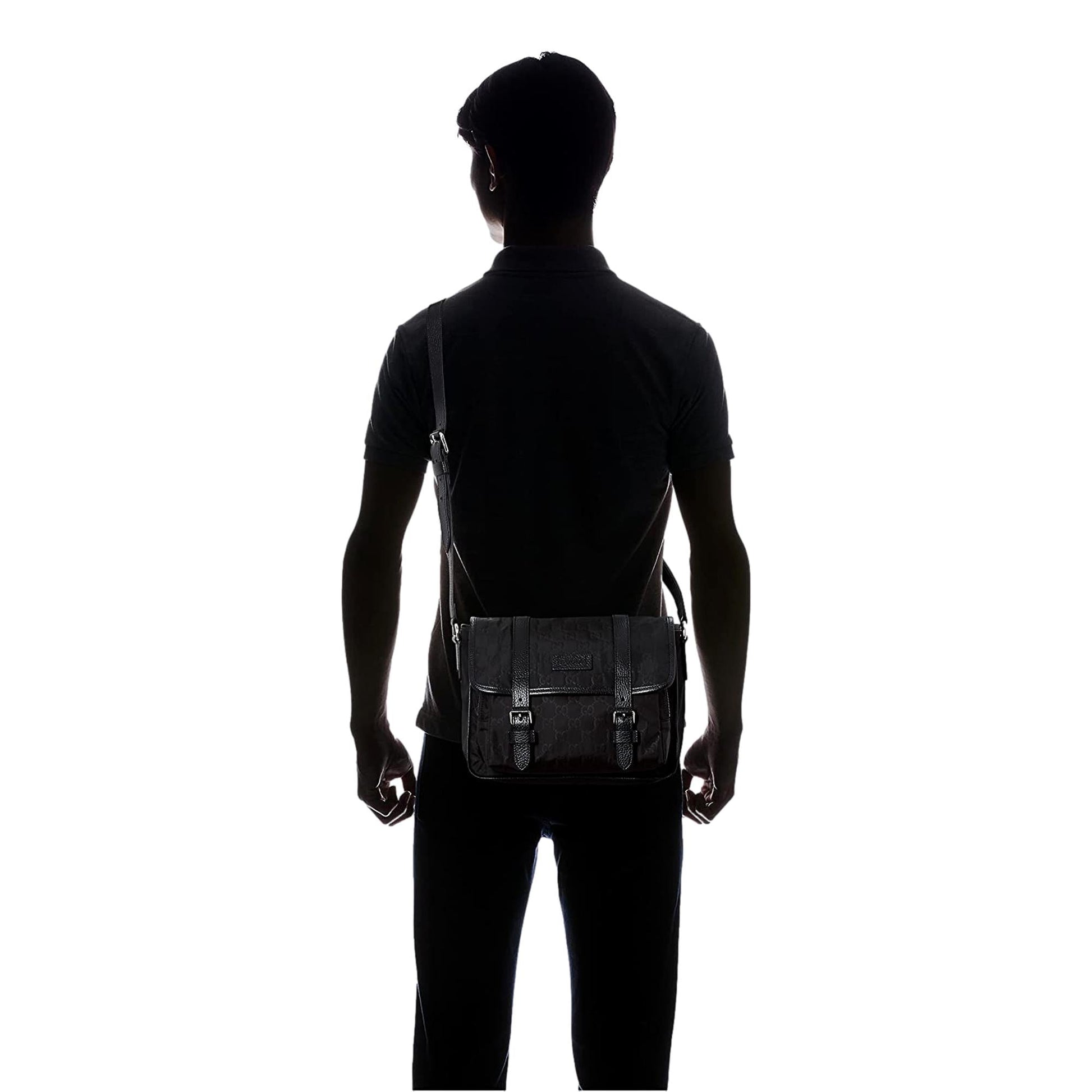 Gucci GG Logo Black Nylon Small Messenger Bag - Elegant & Practical -  