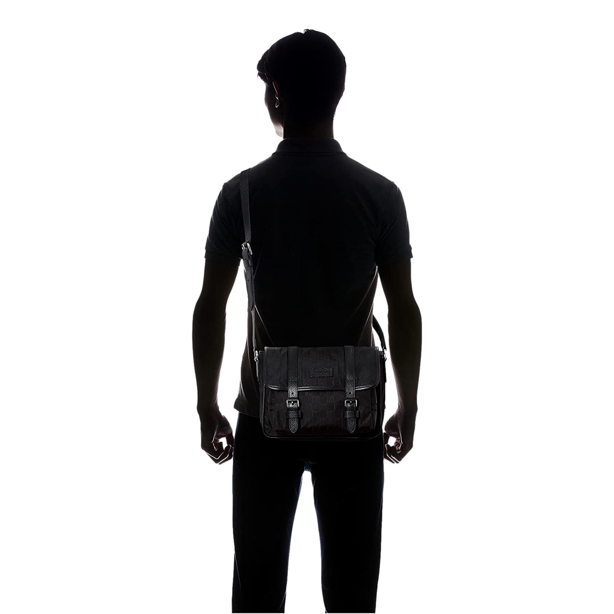 Gucci GG Logo Black Nylon Small Messenger Bag - Elegant & Practical -  