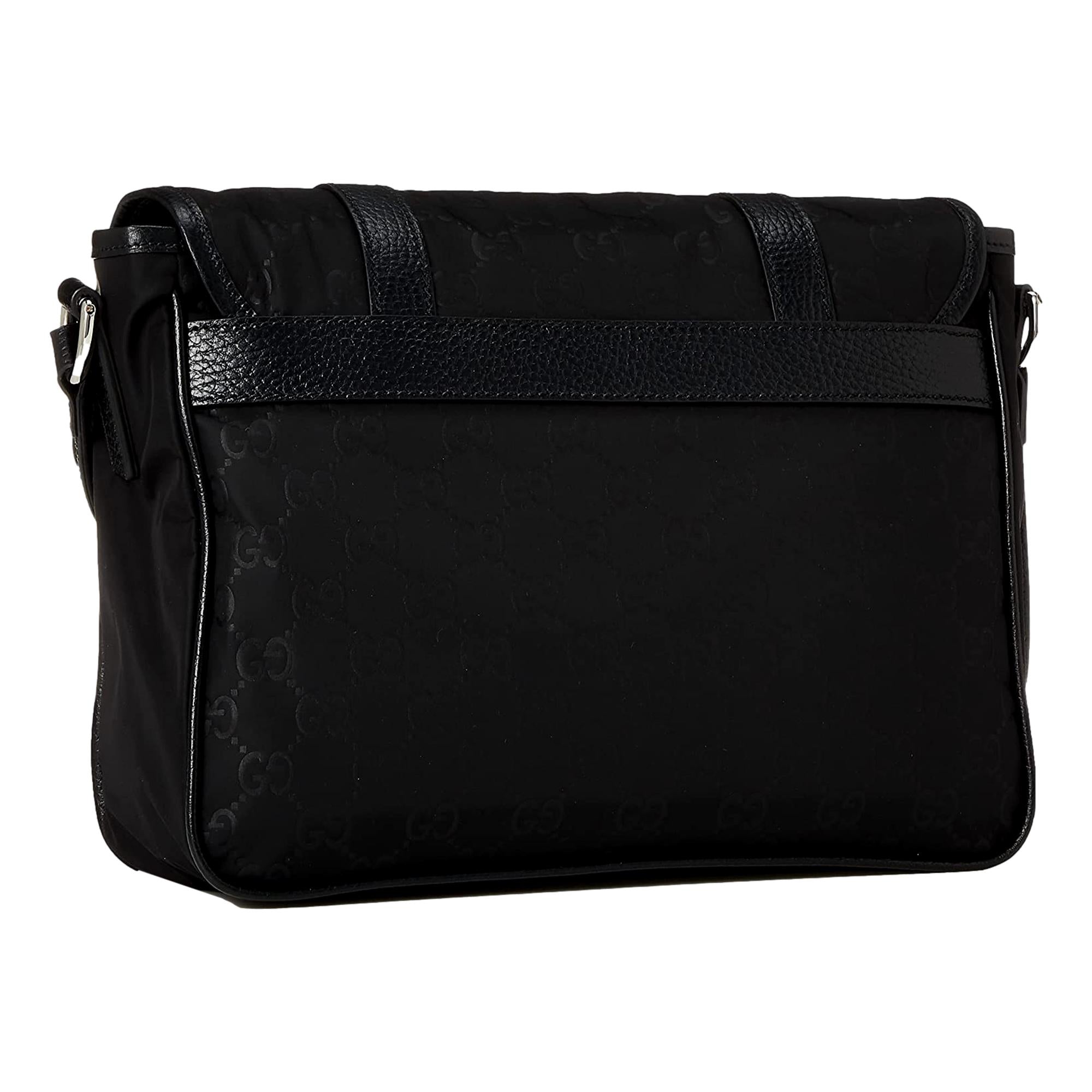 Gucci GG Logo Black Nylon Small Messenger Bag - Elegant & Practical -  
