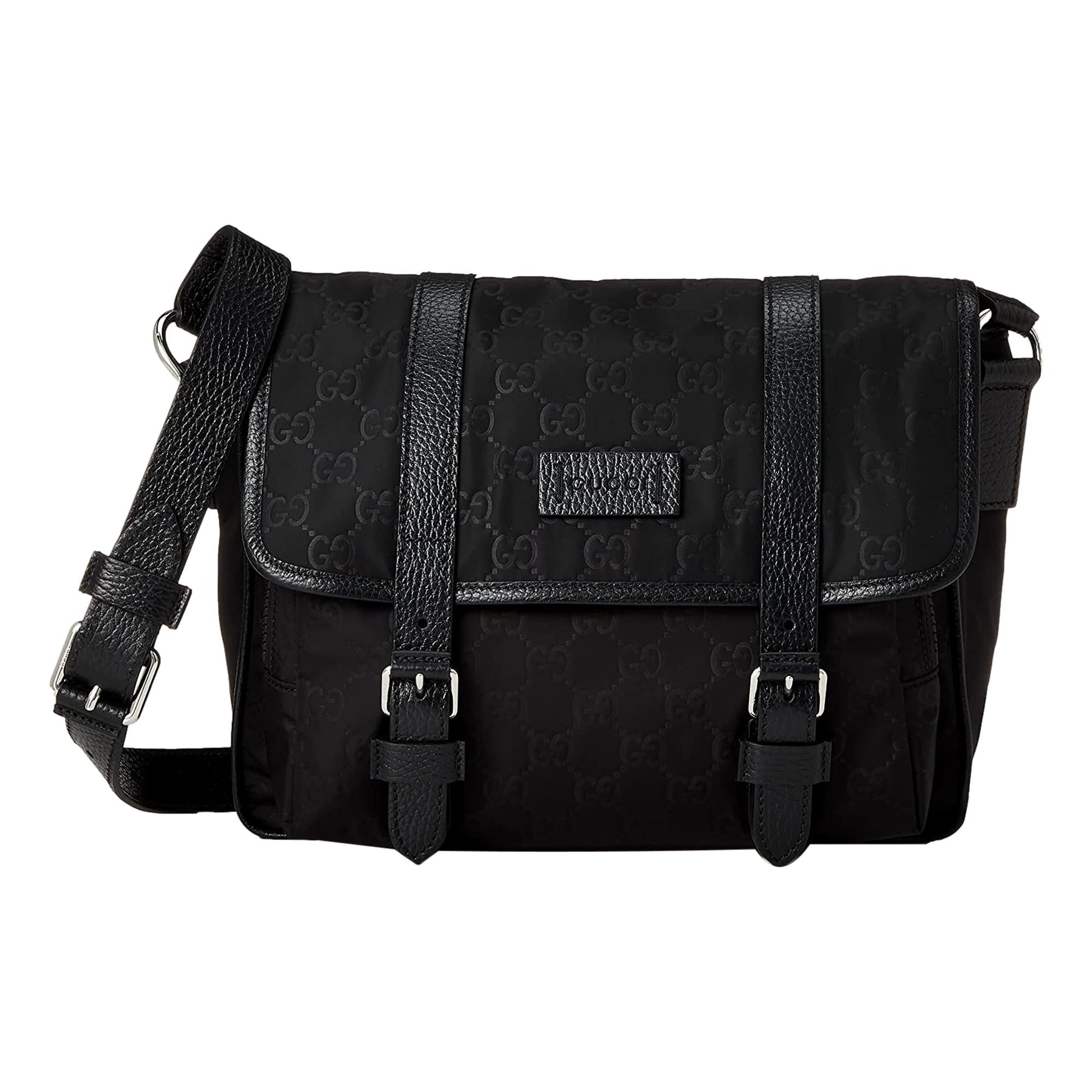 Gucci GG Logo Black Nylon Small Messenger Bag - Elegant & Practical -  