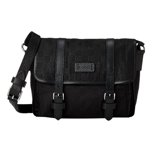 Gucci GG Logo Black Nylon Small Messenger Bag - Elegant & Practical -  