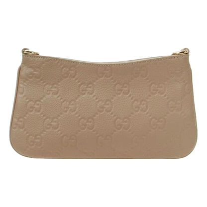 Gucci GG Logo Small Leather Shoulder Bag with Chain Strap in Beige -   Shop Bags LLC 