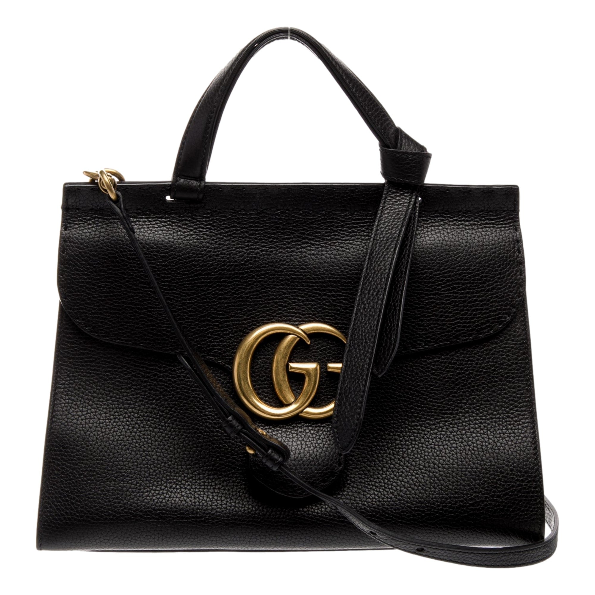 Gucci GG Marmont Black Calfskin Top Handle Satchel Handbag Handbags -   Shop Bags LLC