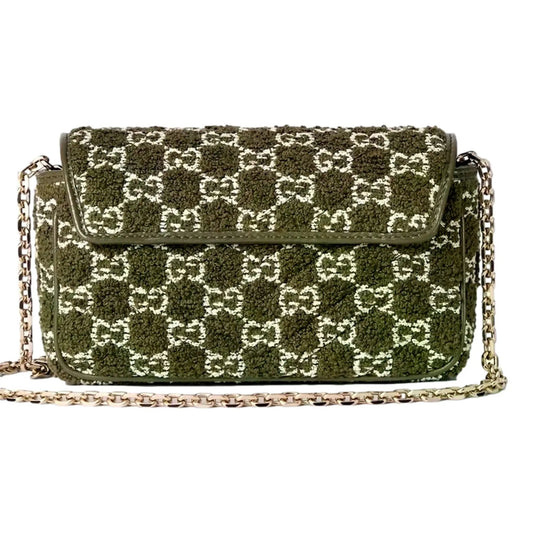 Gucci GG Marmont Olive Green Boucle Bag - Luxury Crossbody Style