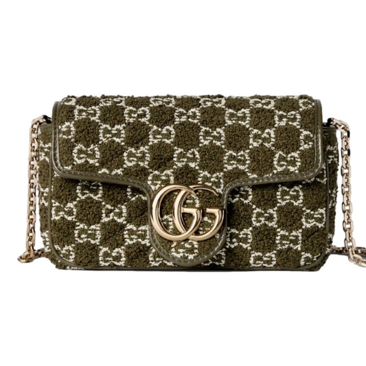 Gucci GG Marmont Olive Green Boucle Bag - Luxury Crossbody Style