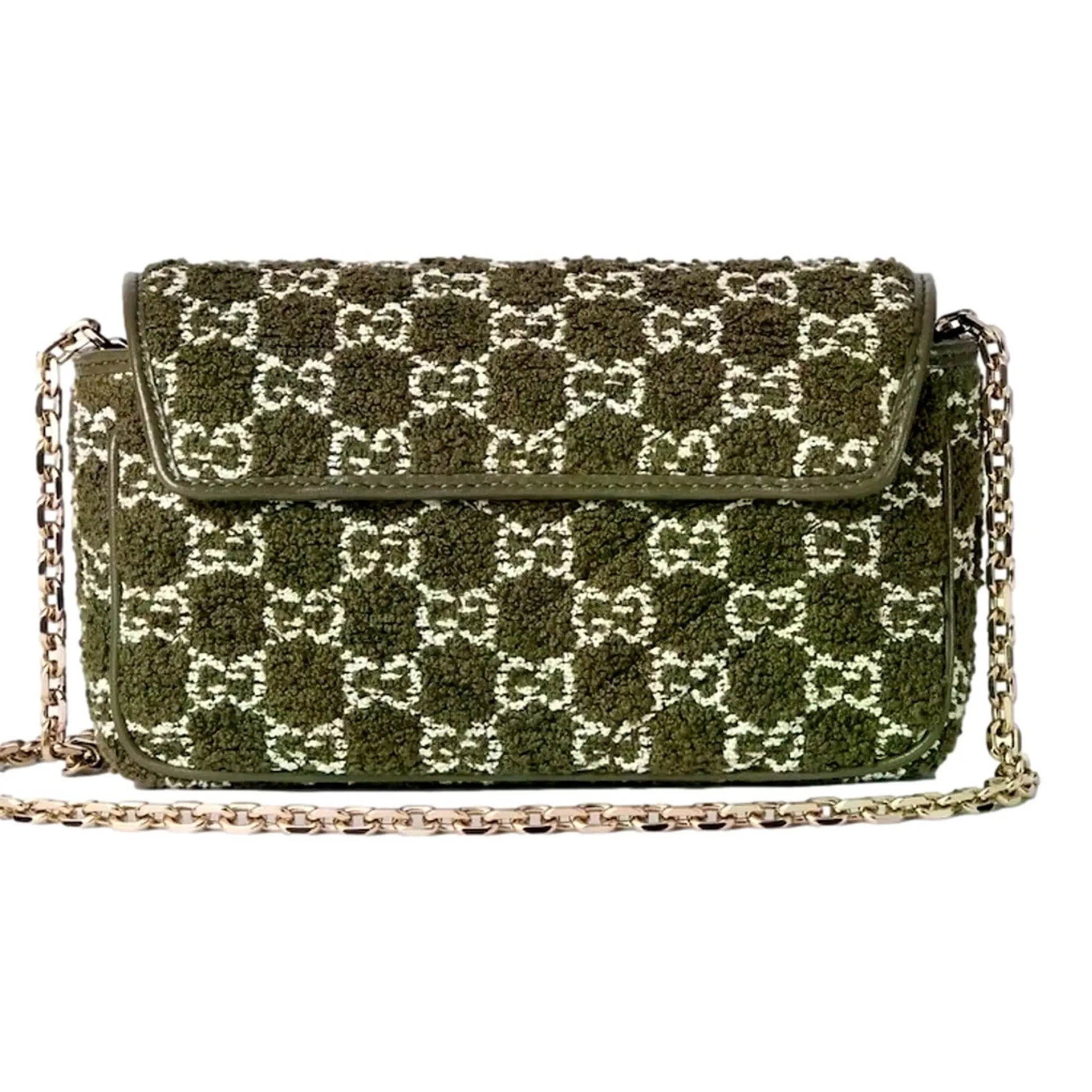 Gucci GG Marmont Olive Green Boucle Bag - Luxury Crossbody Style -   Shop Bags LLC 