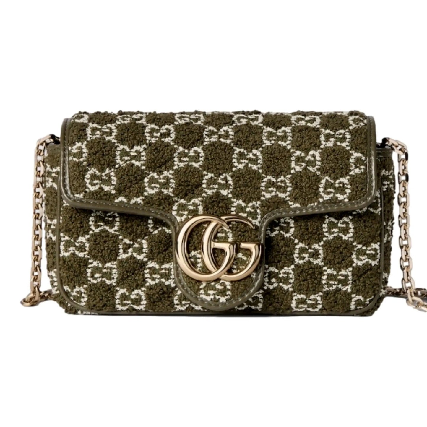 Gucci GG Marmont Olive Green Boucle Bag - Luxury Crossbody Style -   Shop Bags LLC 