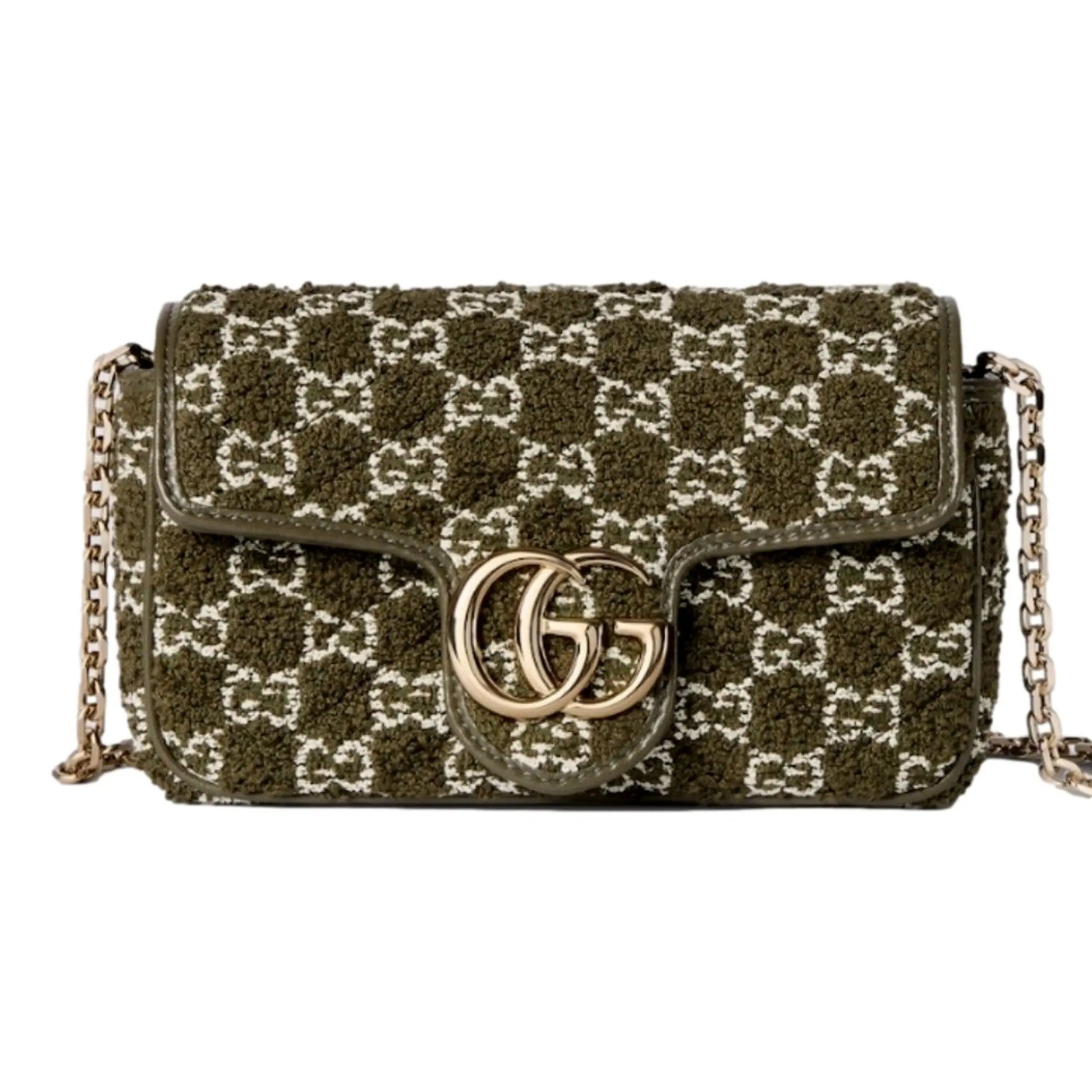 Gucci GG Marmont Olive Green Boucle Bag - Luxury Crossbody Style -   Shop Bags LLC 