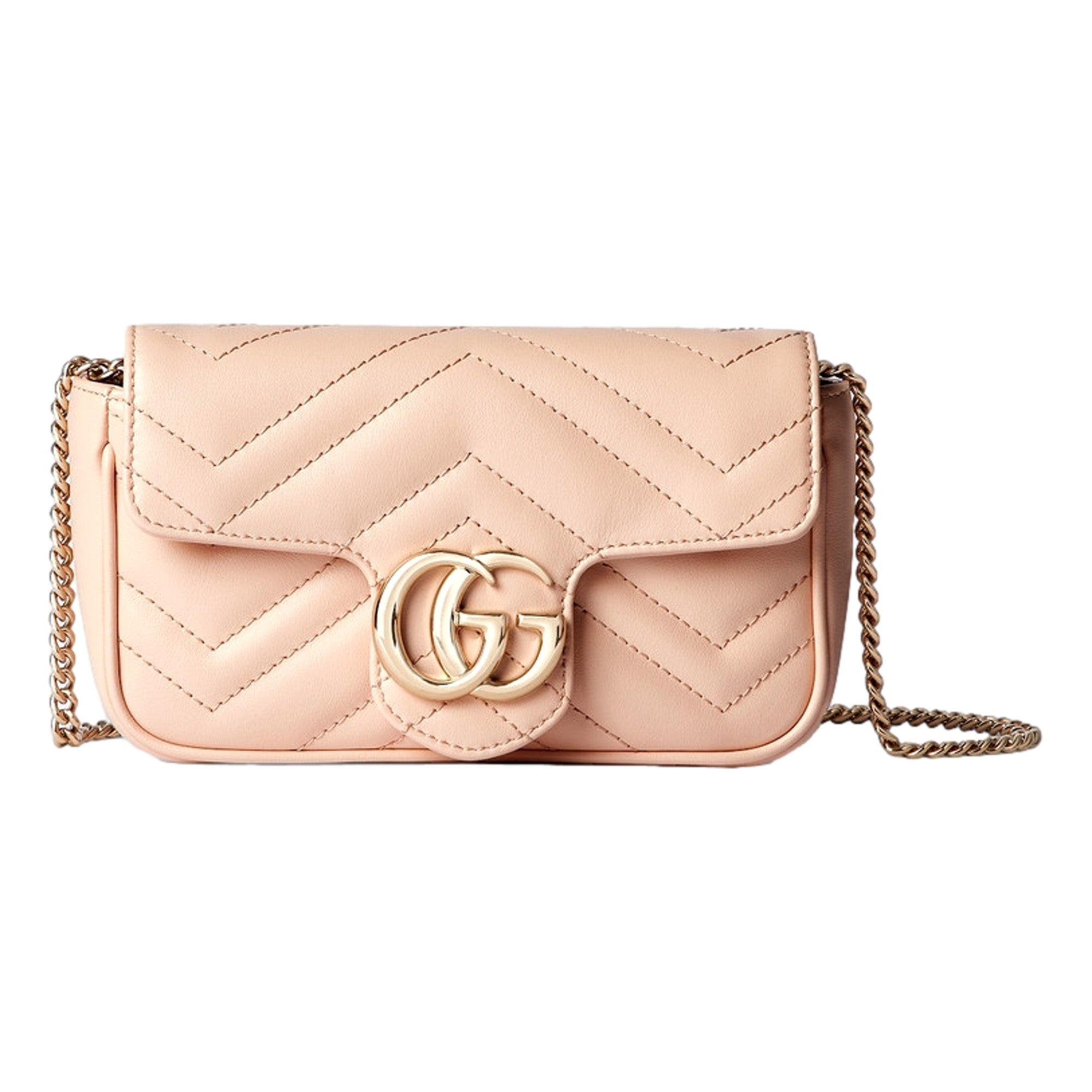 Gucci GG Marmont Super Mini Crossbody Bag in Light Beige Pink -   Shop Bags LLC
