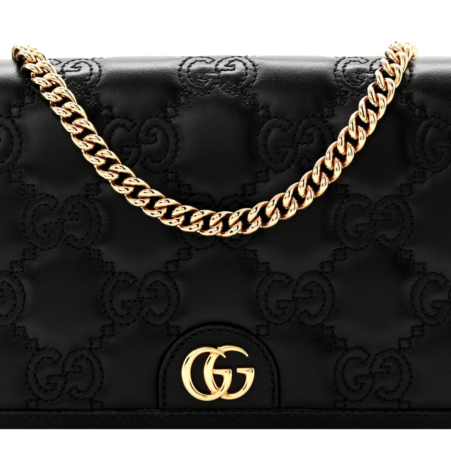 Gucci GG Matelasse Chain Wallet - Luxury Black Shoulder Bag -   Shop Bags LLC 