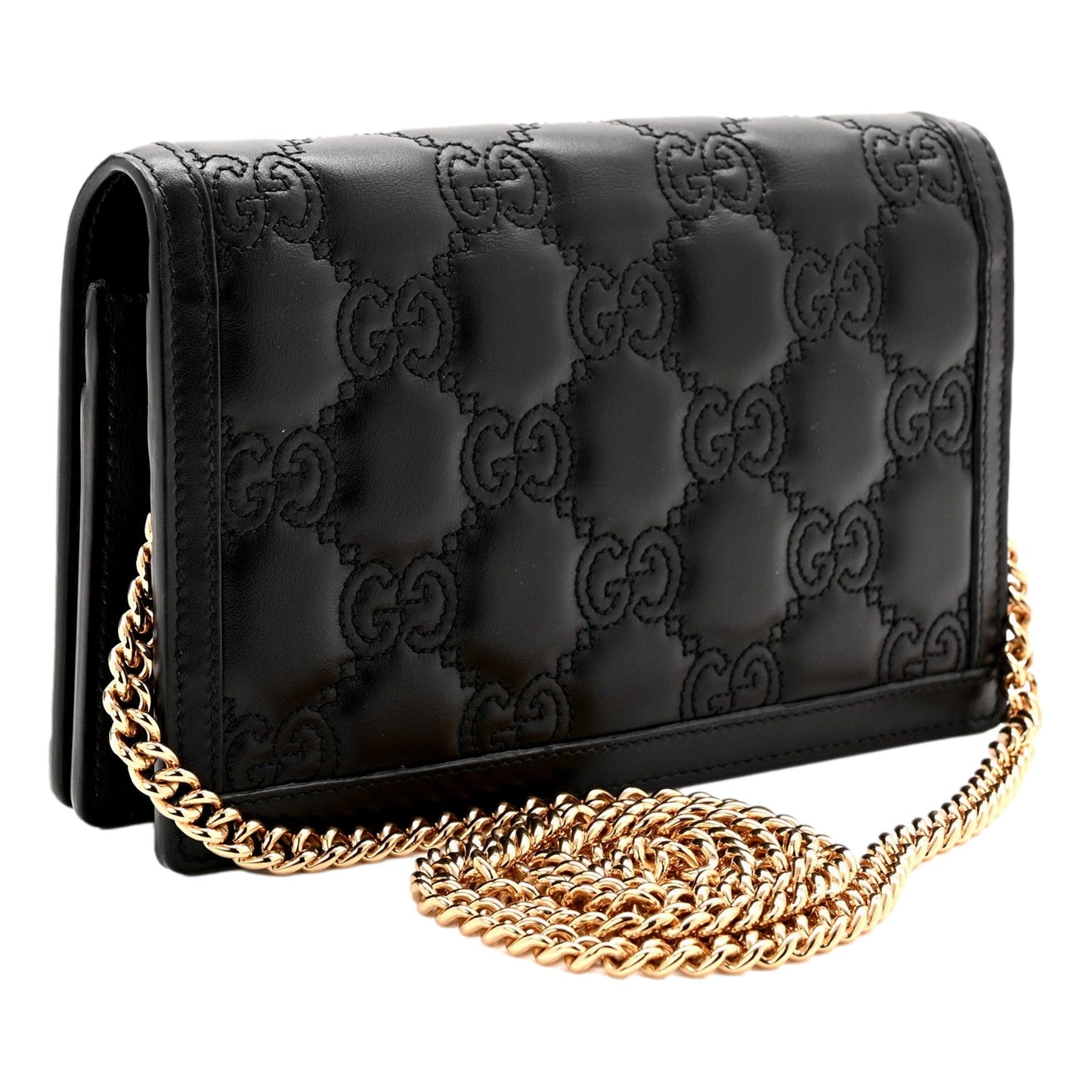 Gucci GG Matelasse Chain Wallet - Luxury Black Shoulder Bag -   Shop Bags LLC 