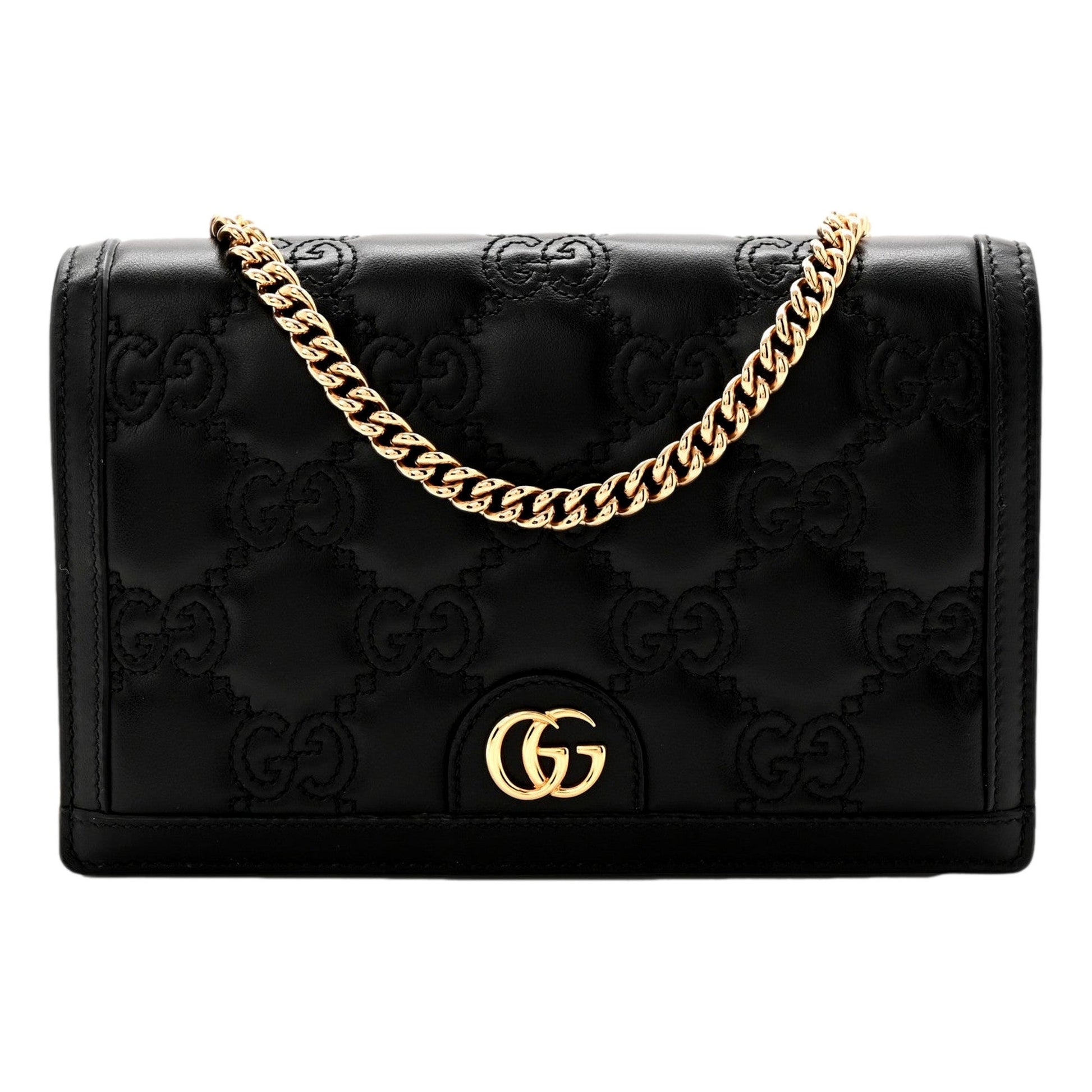 Gucci GG Matelasse Chain Wallet - Luxury Black Shoulder Bag -   Shop Bags LLC 