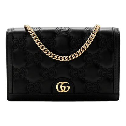 Gucci GG Matelasse Chain Wallet - Luxury Black Shoulder Bag -   Shop Bags LLC 