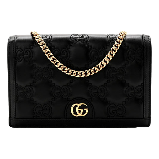 Gucci GG Matelasse Leather Chain Wallet Shoulder Bag Black -   Shop Bags LLC 