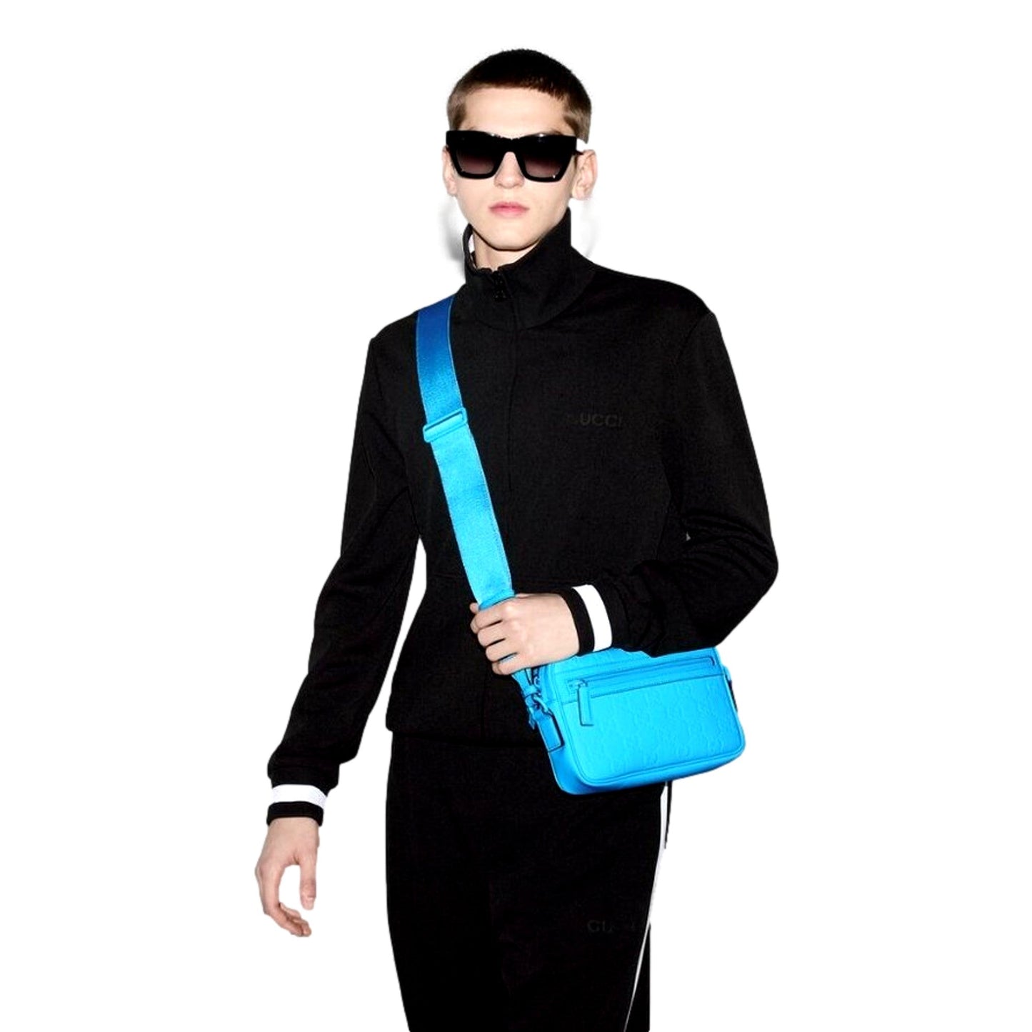 Gucci GG Rubber Effect Crossbody Bag in Blue -   Shop Bags LLC 