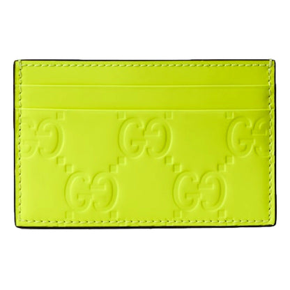 Gucci GG Rubber Effect Neon Yellow Guccissima Leather Card Case Wallet -   Shop Bags LLC 