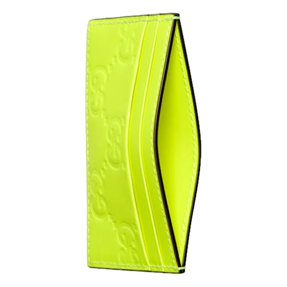 Gucci GG Rubber Effect Neon Yellow Guccissima Leather Card Case Wallet -   Shop Bags LLC 