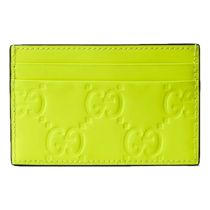 Gucci GG Rubber Effect Neon Yellow Guccissima Leather Card Case Wallet -   Shop Bags LLC 