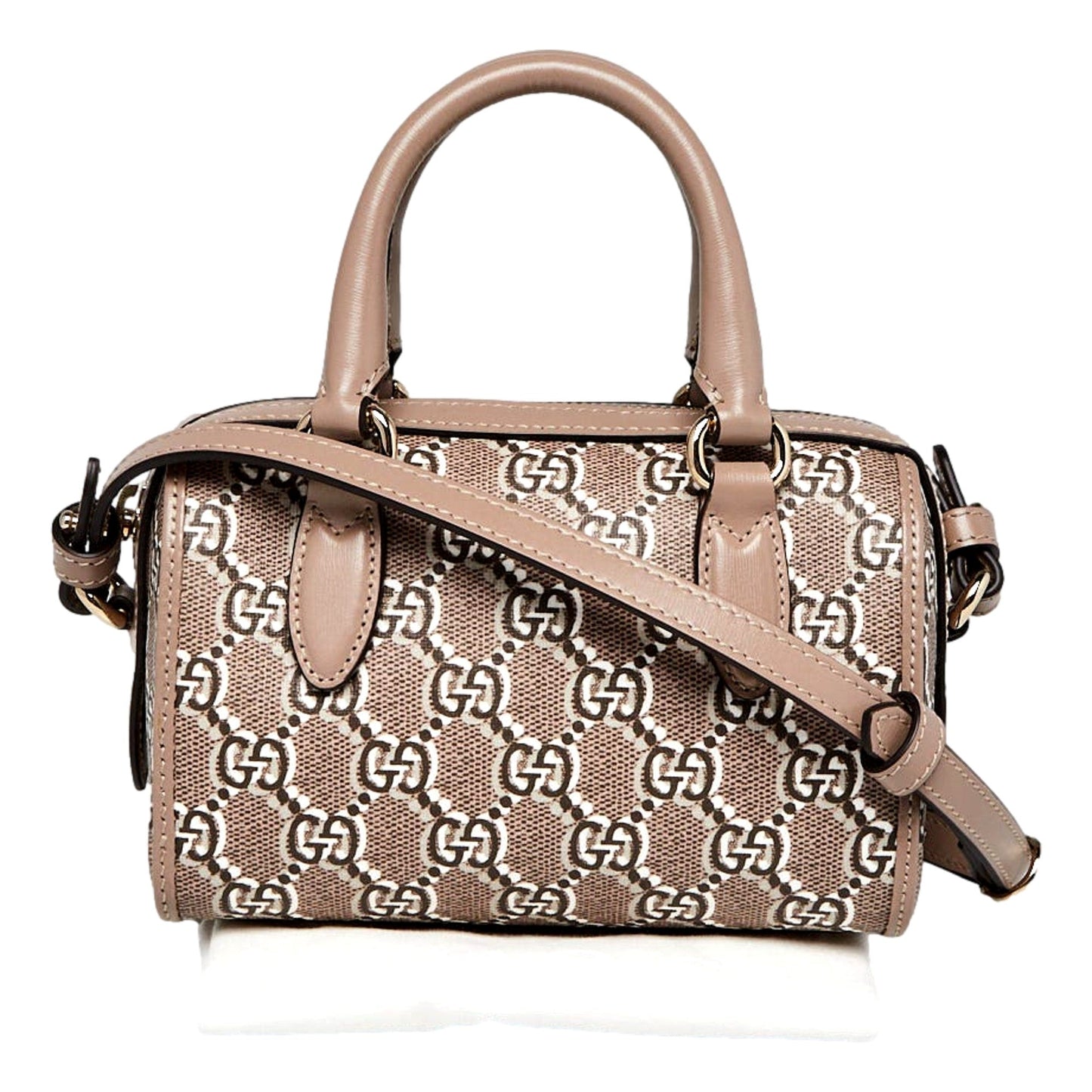 Gucci GG Shadow Monogram Canvas Leather Mini Bowler Bag Beige Black -   Shop Bags LLC
