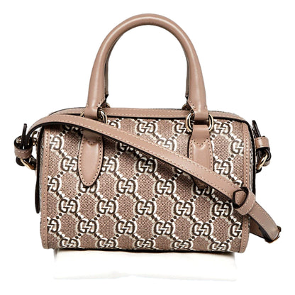 Gucci GG Shadow Monogram Canvas Leather Mini Bowler Bag Beige Black -   Shop Bags LLC