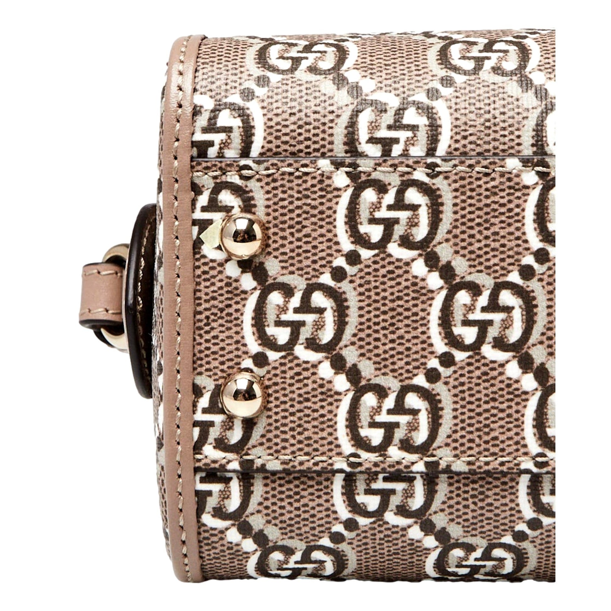 Gucci GG Shadow Monogram Canvas Leather Mini Bowler Bag Beige Black -   Shop Bags LLC