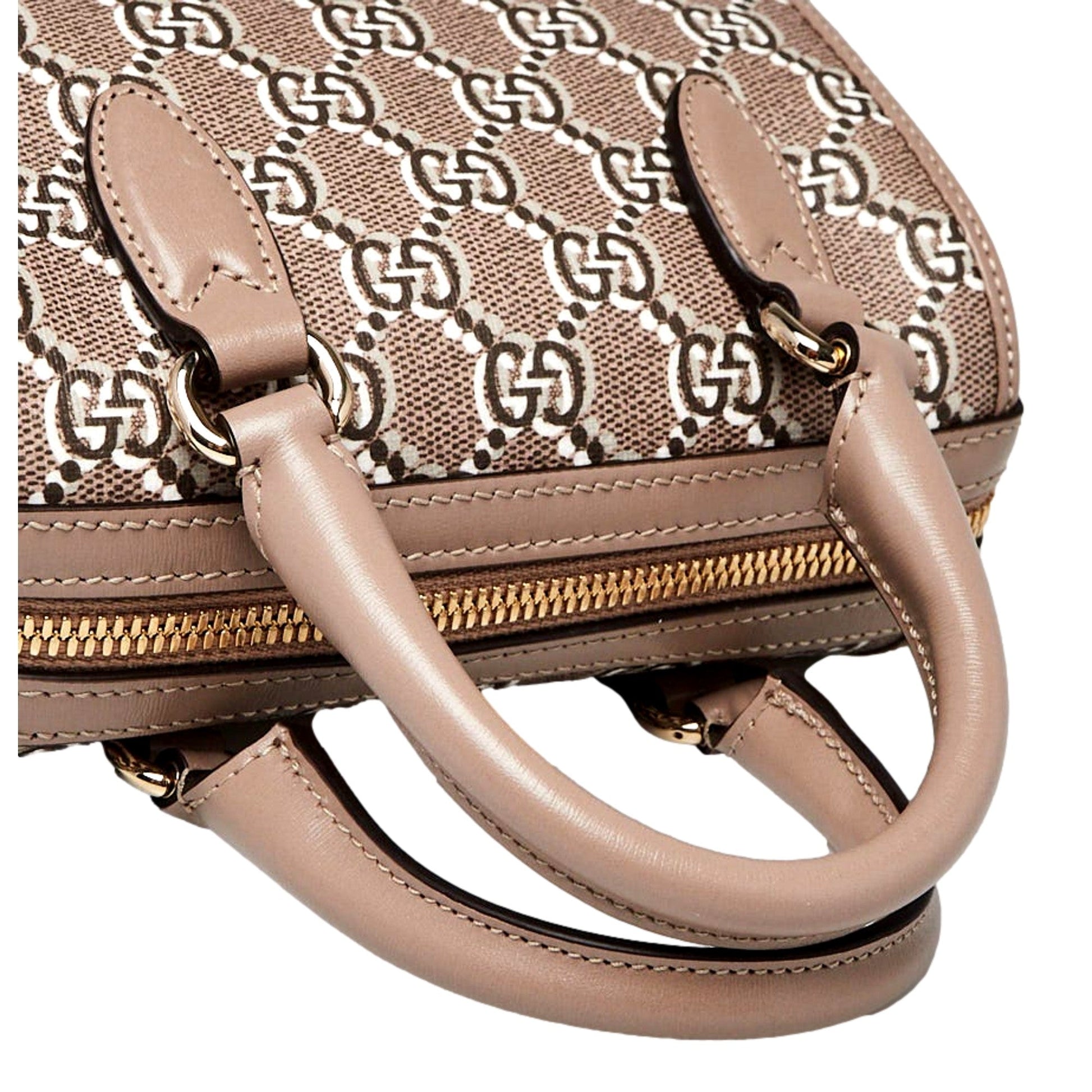 Gucci GG Shadow Monogram Canvas Leather Mini Bowler Bag Beige Black -   Shop Bags LLC