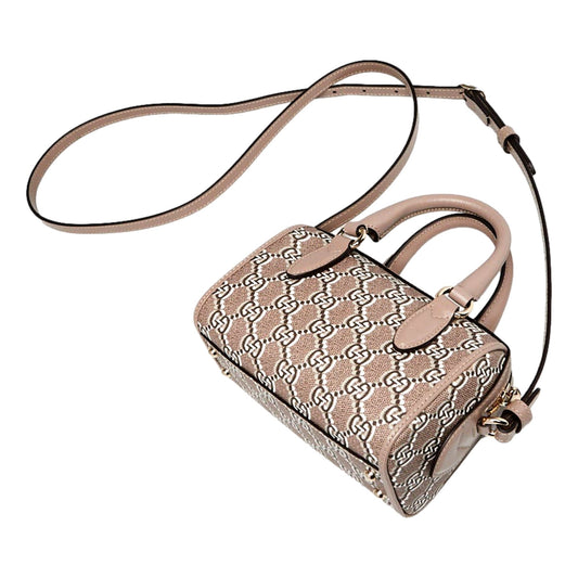 Gucci GG Shadow Monogram Canvas Leather Mini Bowler Bag Beige Black -   Shop Bags LLC