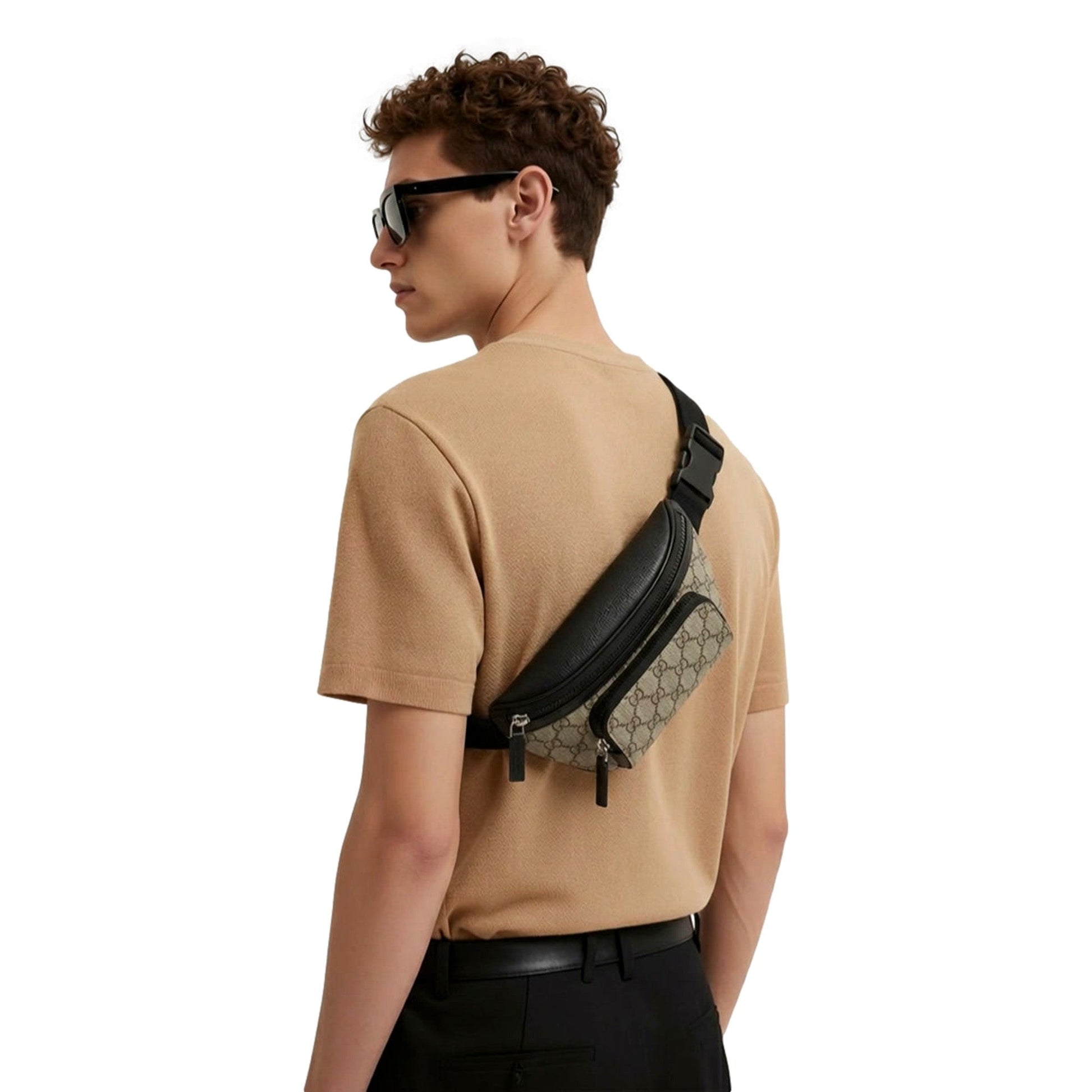 Gucci GG Supreme Canvas Belt Bag Beige Black Unisex Waist Bag -   Shop Bags LLC 