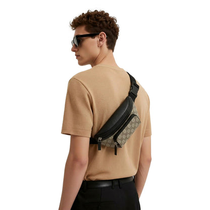 Gucci GG Supreme Canvas Belt Bag Beige Black Unisex Waist Bag -   Shop Bags LLC 