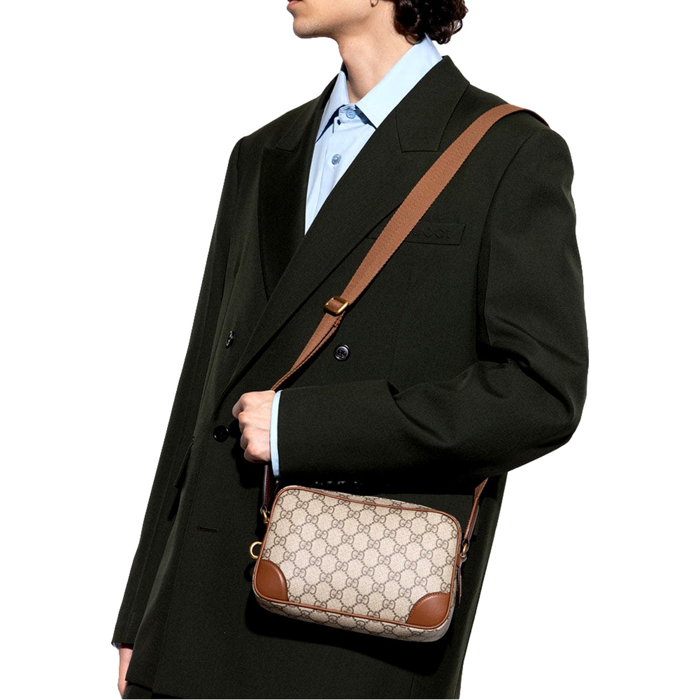 Gucci GG Supreme Canvas Brown Leather Camera Bag Crossbody -   Shop Bags LLC 