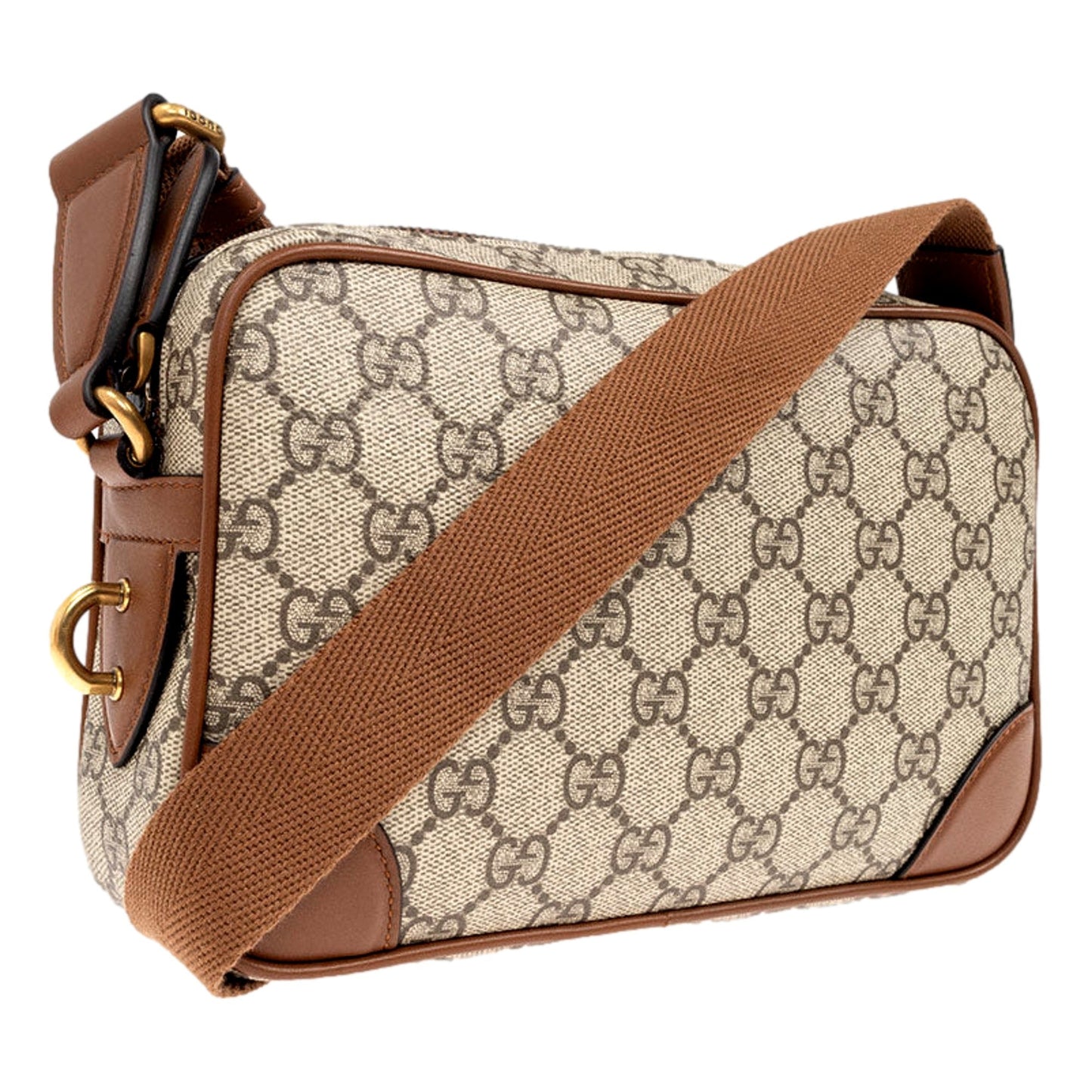 Gucci GG Supreme Canvas Brown Leather Camera Bag Crossbody -   Shop Bags LLC 