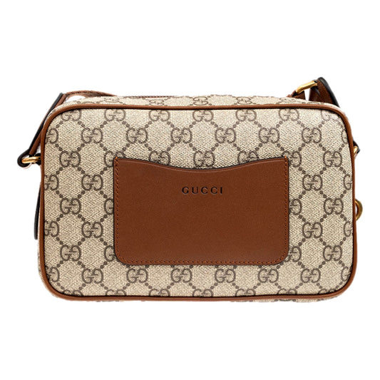 Gucci GG Supreme Canvas Brown Leather Camera Bag Crossbody -   Shop Bags LLC 