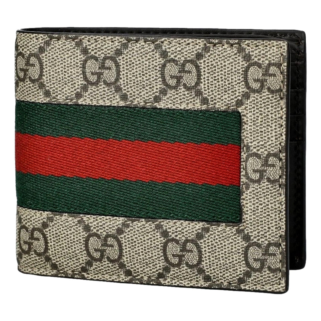 Gucci GG Supreme Canvas Leather Webstripe Bifold Wallet Wallets  Shop -   Shop Bags LLC
