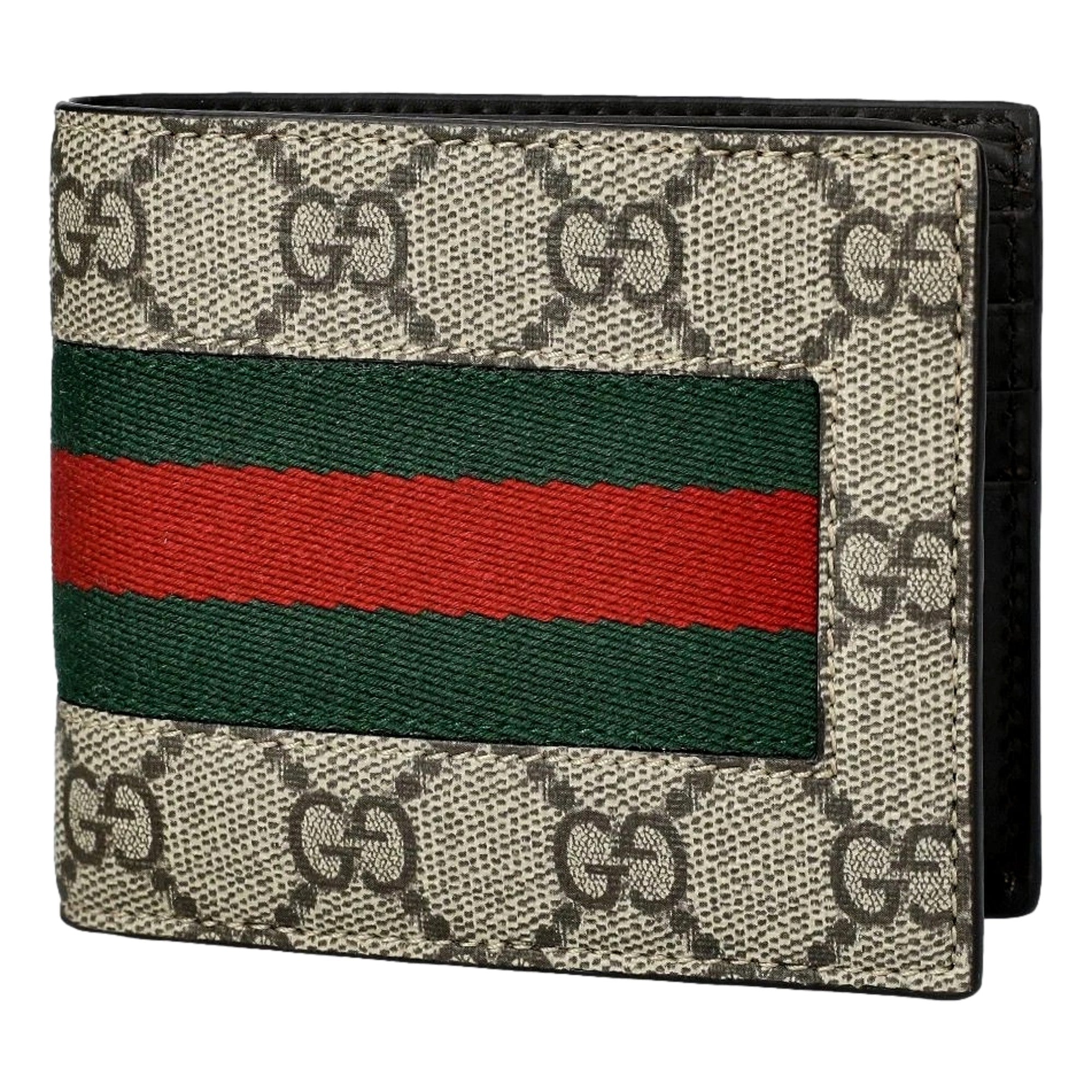 Gucci GG Supreme Canvas Leather Webstripe Bifold Wallet Wallets  Shop -   Shop Bags LLC
