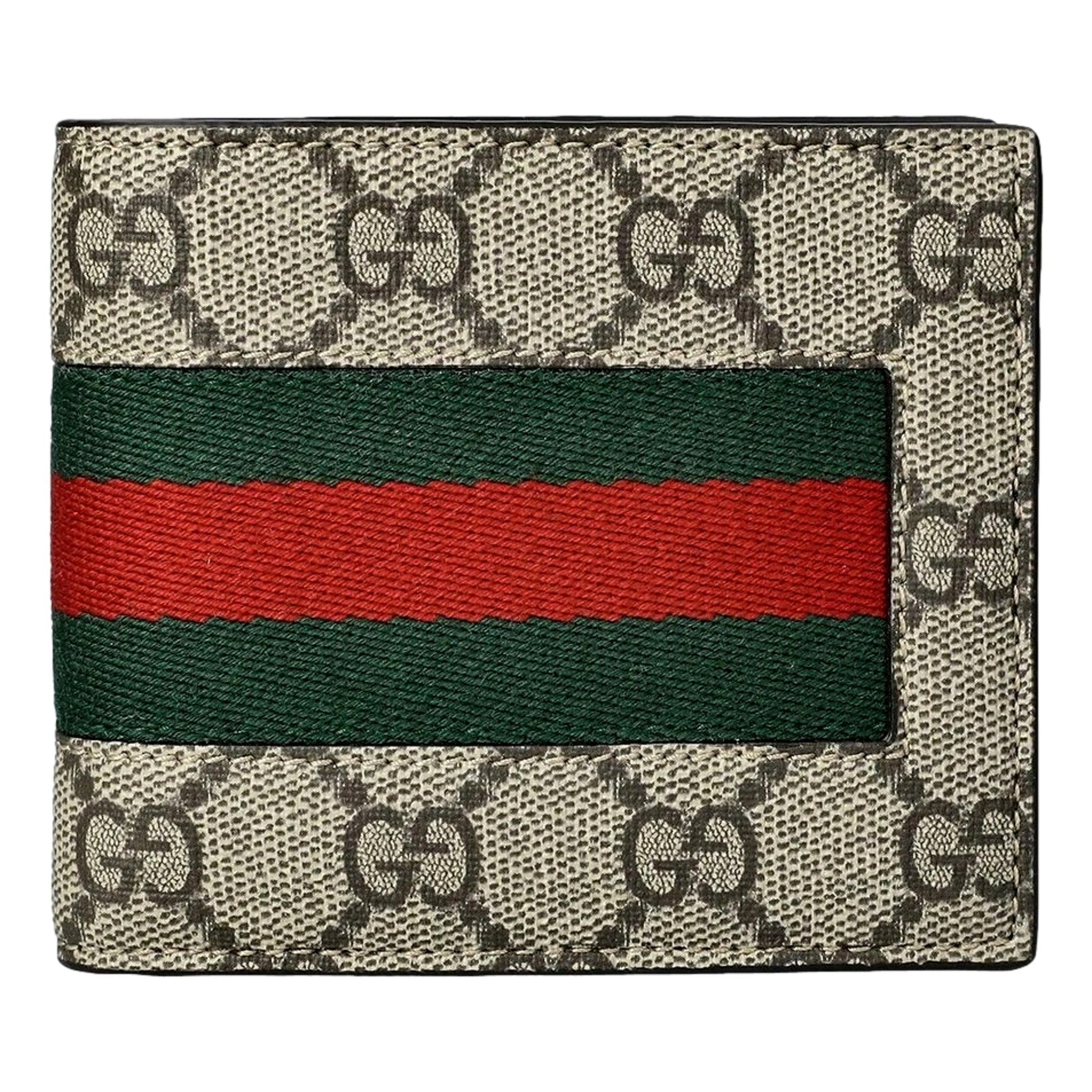 Gucci GG Supreme Canvas Leather Webstripe Bifold Wallet Wallets  Shop -   Shop Bags LLC