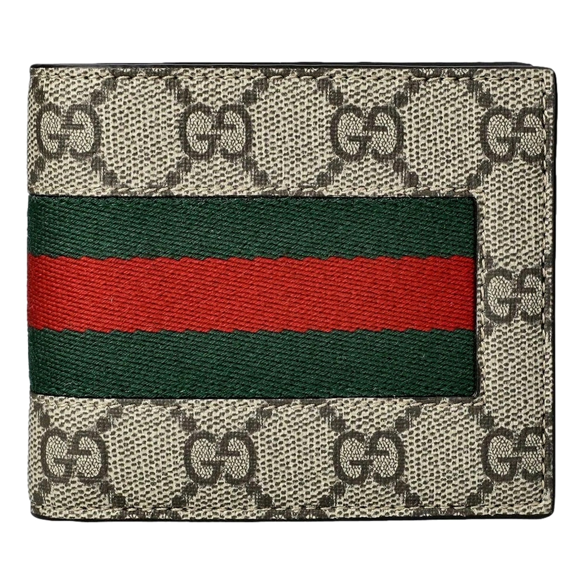 Gucci GG Supreme Canvas Leather Webstripe Bifold Wallet Wallets  Shop -   Shop Bags LLC
