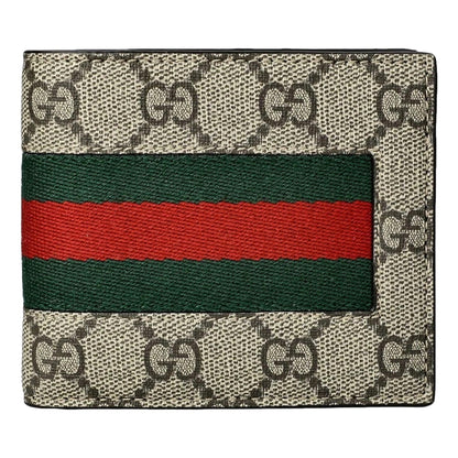 Gucci GG Supreme Canvas Leather Webstripe Bifold Wallet Wallets  Shop -   Shop Bags LLC