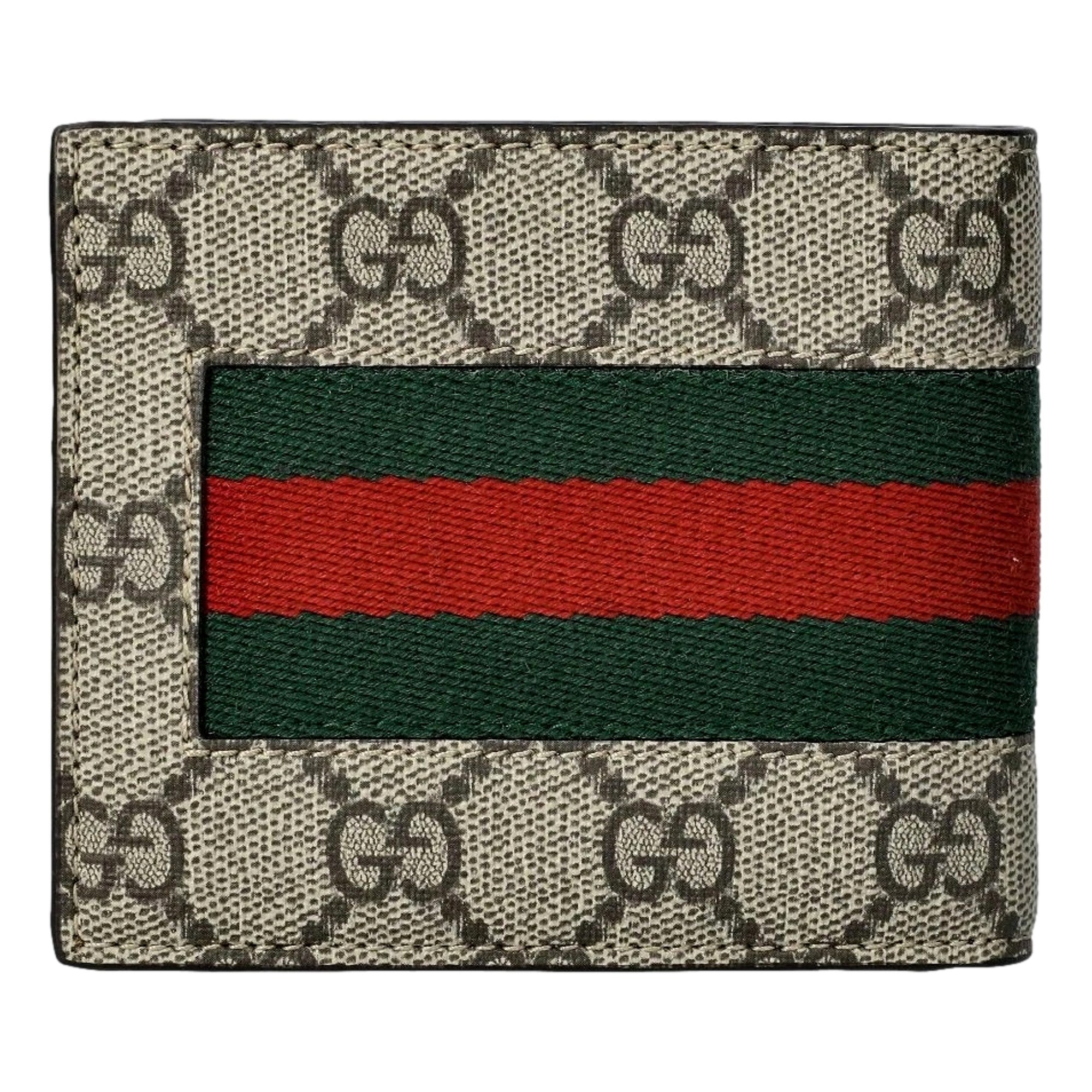 Gucci GG Supreme Canvas Leather Webstripe Bifold Wallet Wallets  Shop -   Shop Bags LLC