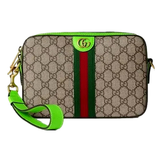 Gucci GG Supreme Canvas Ophidia Small Crossbody Web Stripe Neon Green -   Shop Bags LLC 