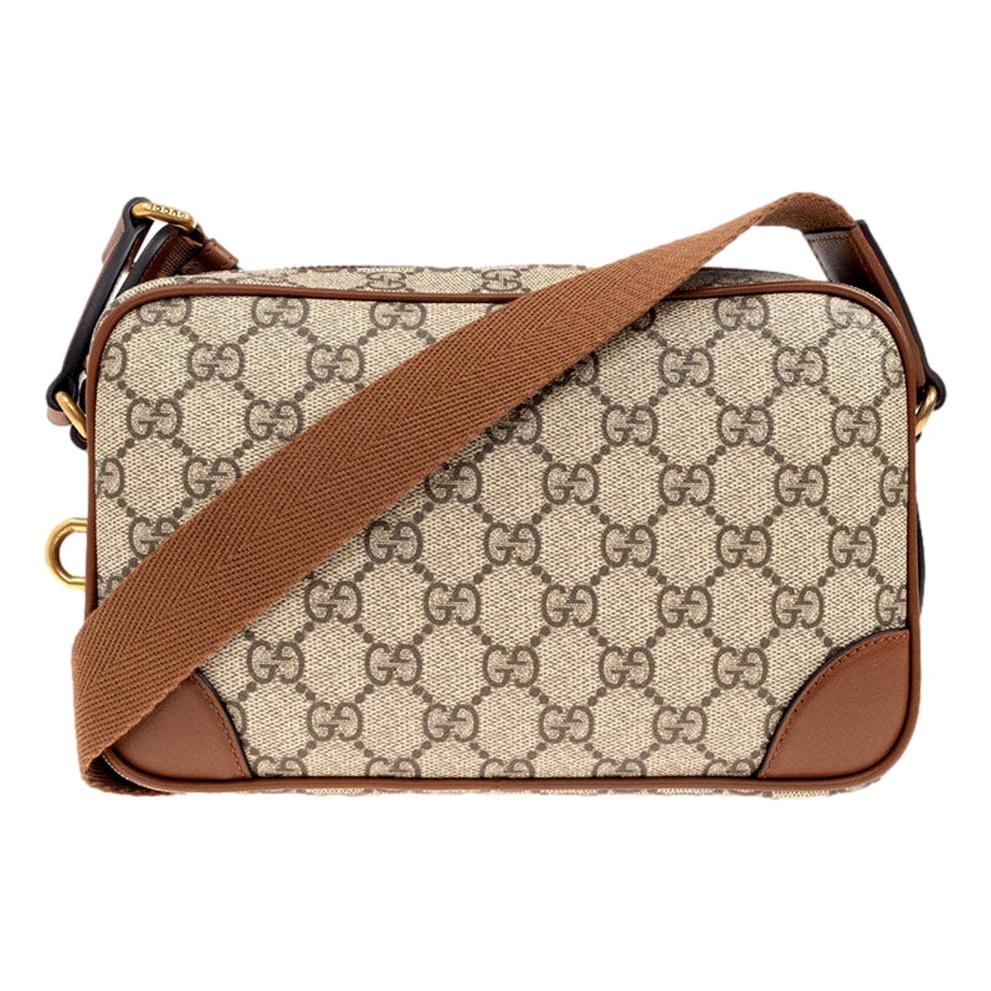 Gucci GG Supreme Crossbody Camera Bag with Leather Trim -   Shop Bags LLC 