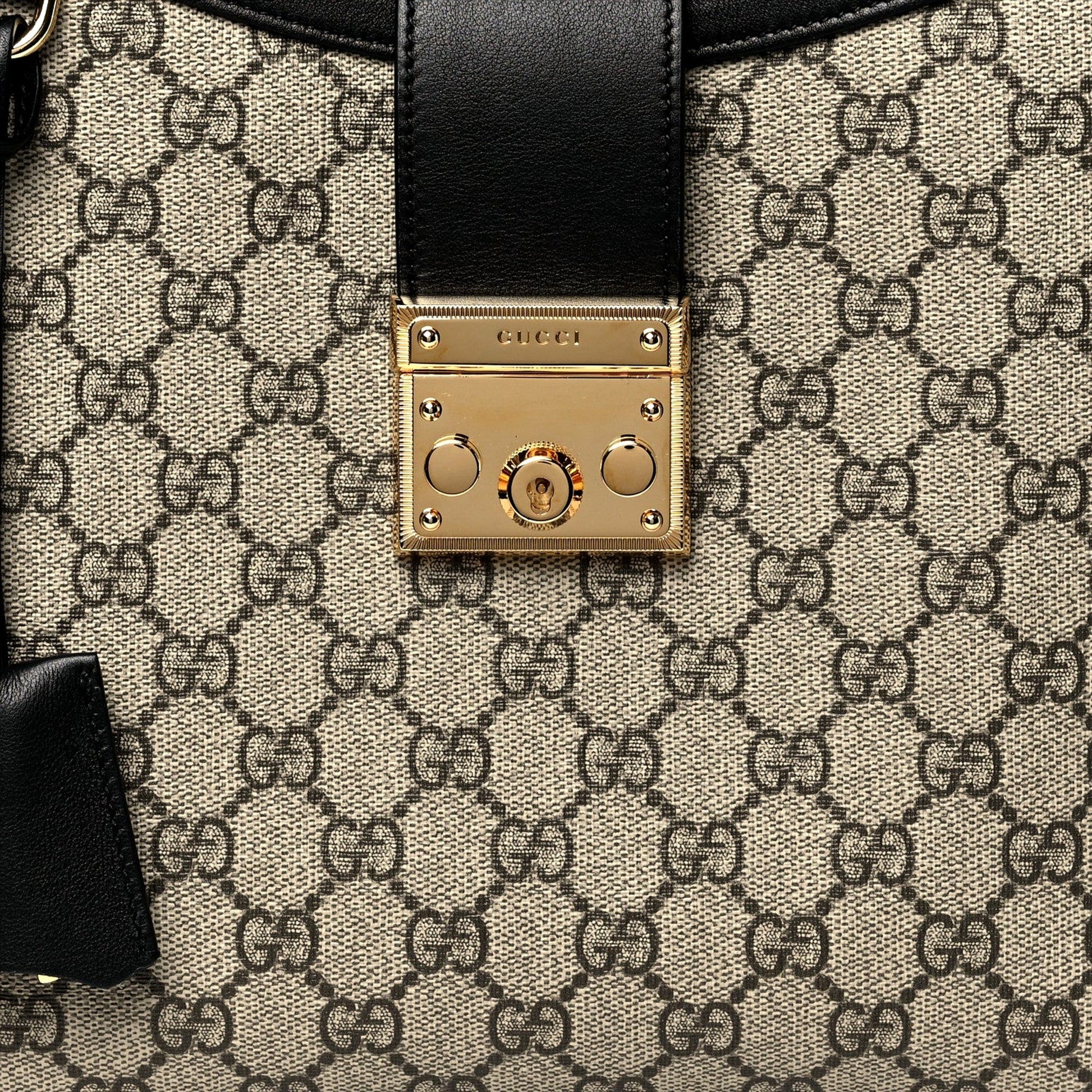 Gucci GG Supreme Monogram Canvas Medium Padlock Shoulder Bag Black -   Shop Bags LLC 