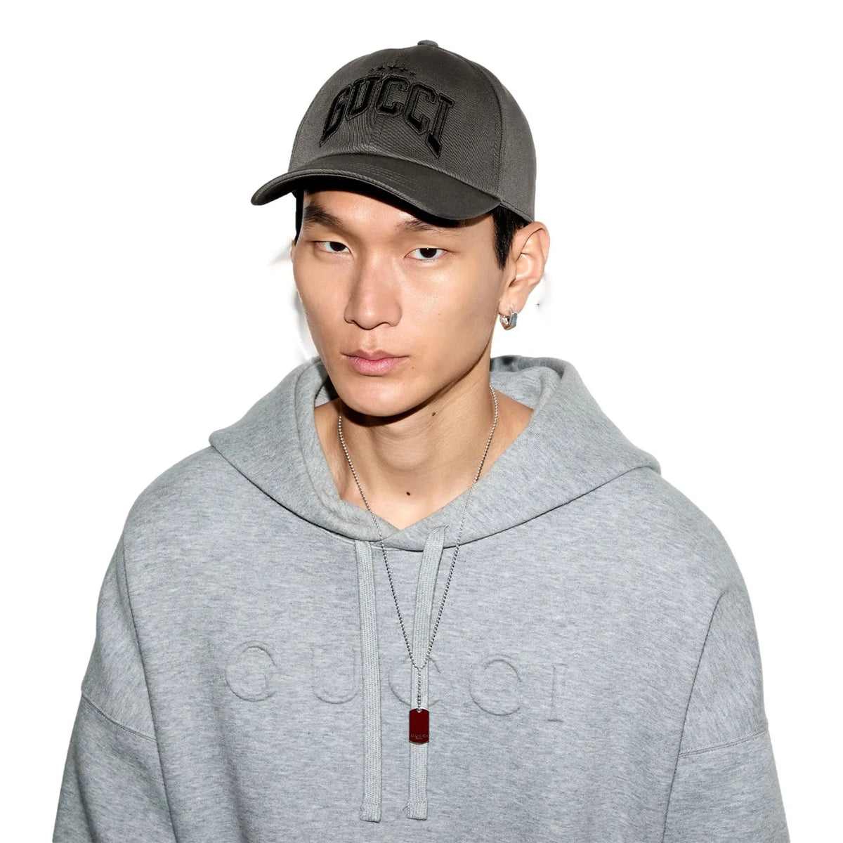 Gucci Cotton Embroidered Baseball Hat in Grey Size Medium - Shop