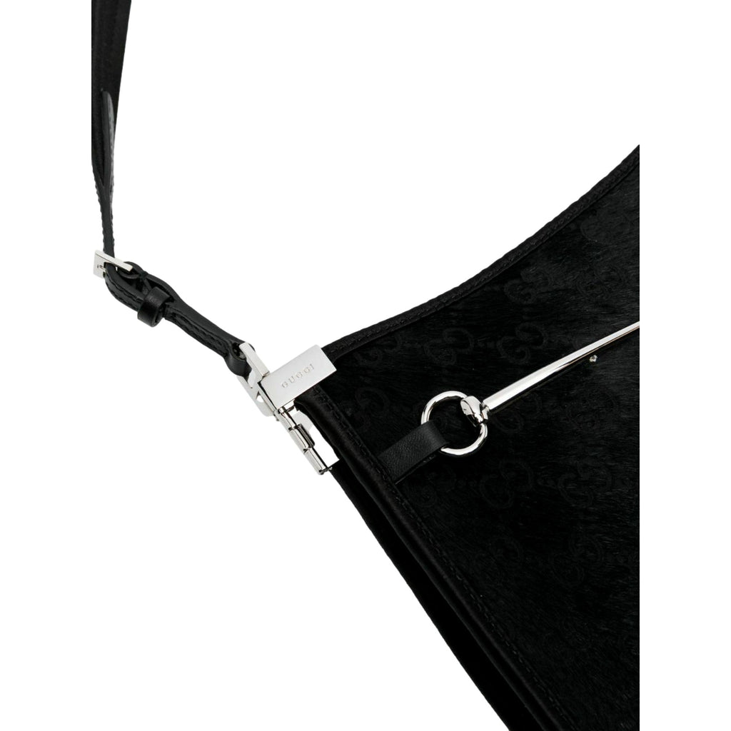 Gucci Horsebit Black Fur Slim Shoulder Bag -   Shop Bags LLC 