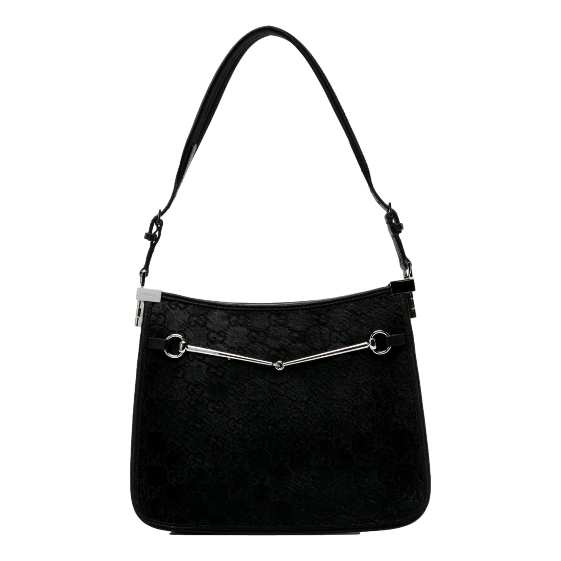 Gucci Horsebit Black Fur Slim Shoulder Bag -   Shop Bags LLC 