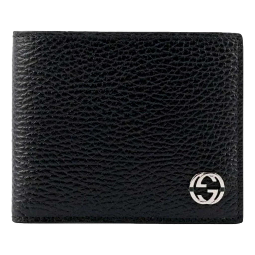 Gucci Interlocking GG Silver Black Leather Bifold Wallet Wallets -   Shop Bags LLC