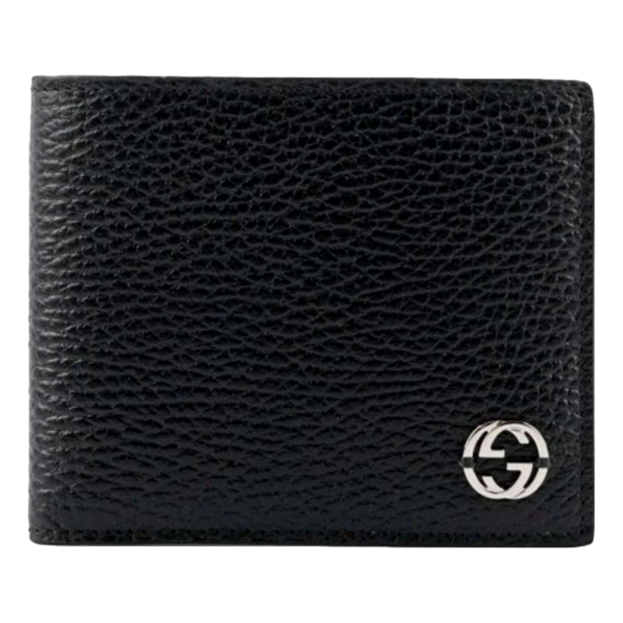 Gucci Interlocking GG Silver Black Leather Bifold Wallet Wallets -   Shop Bags LLC