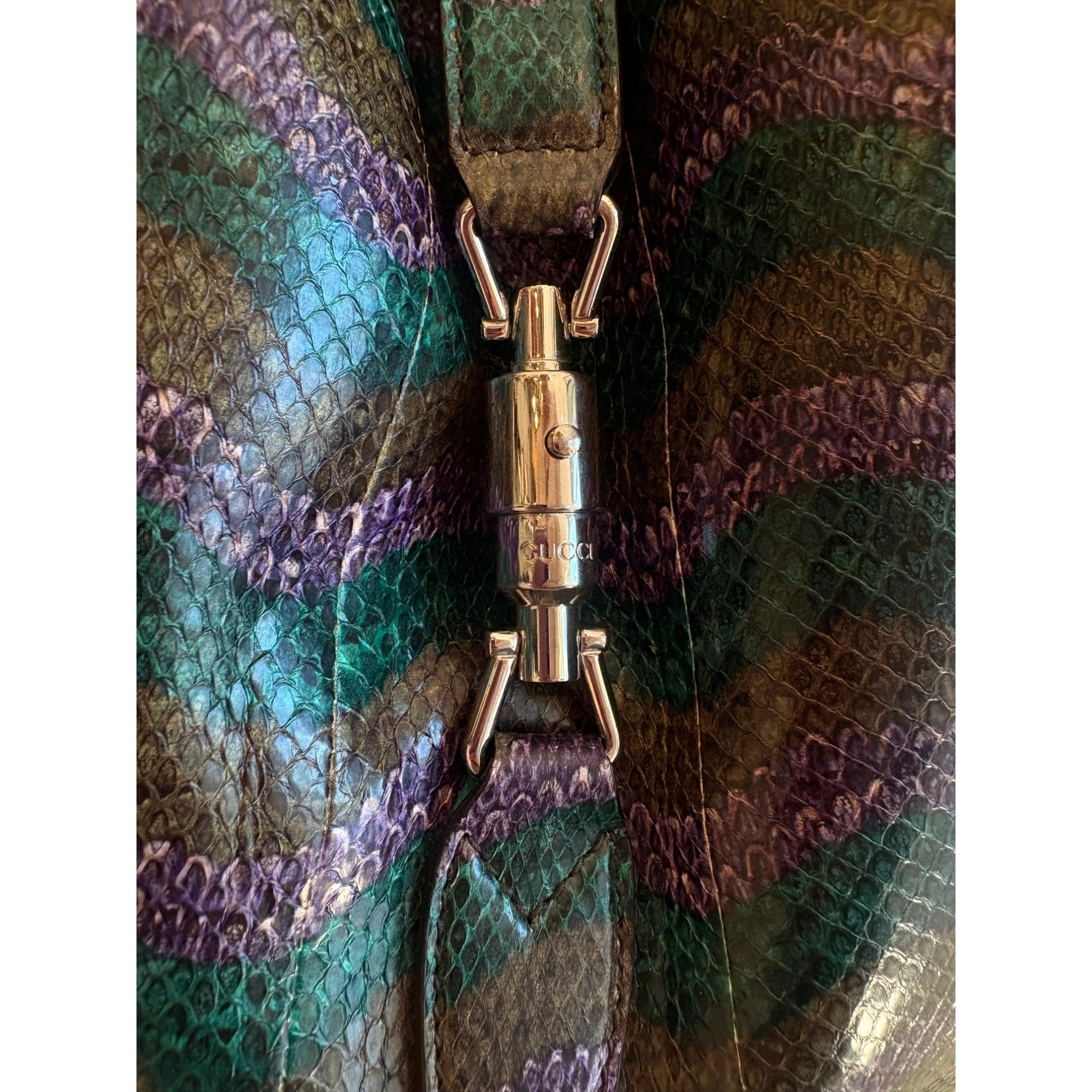 Gucci Jackie Python Leather Green Purple Large Shoulder Bag -   Shop Bags LLC
