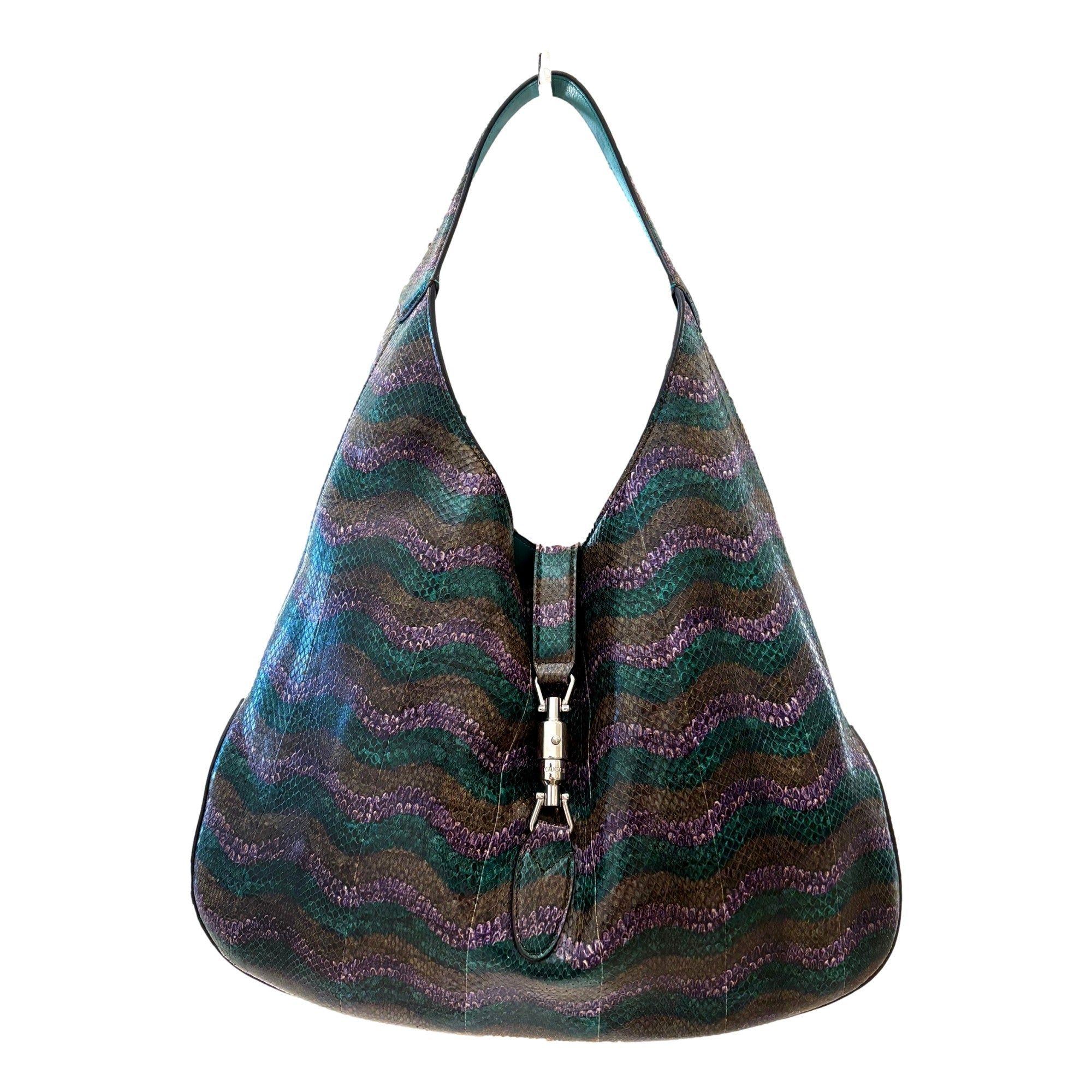 Gucci Jackie Python Leather Green Purple Large Shoulder Bag -   Shop Bags LLC